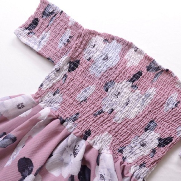 🆕Dust Pink Floral Off The Shoulder Dress - Picture 6 of 8